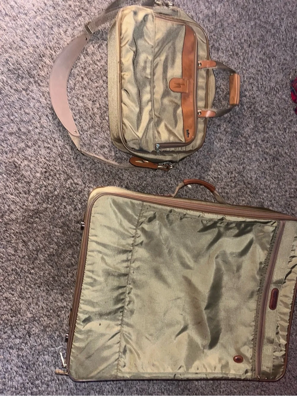 Vintage Hartmann Rolling Suitcase & Messenger Bag Set – Olive & Tan Leather
